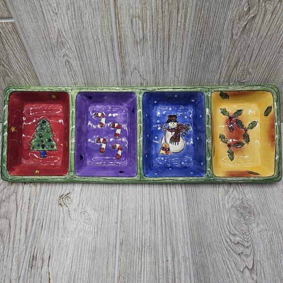 Sango The Sweet Shoppe Christmas 4 Part Relish Tray Divided Dish Sue Zipkin 3041 - Picture 1 of 7